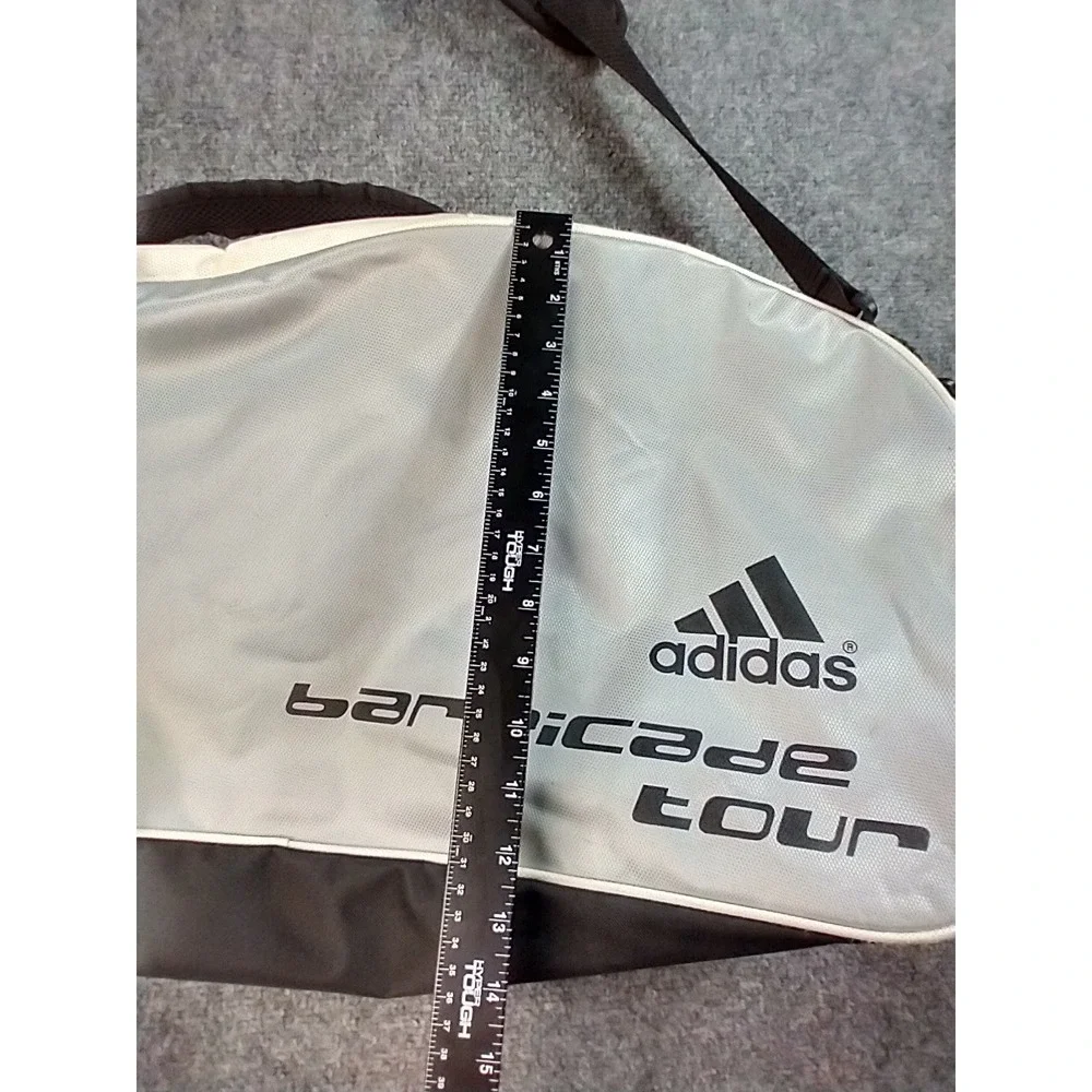 Adidas Barricade Tour Tennis Bag Large Silver Black 3-Stripe Racket Bag